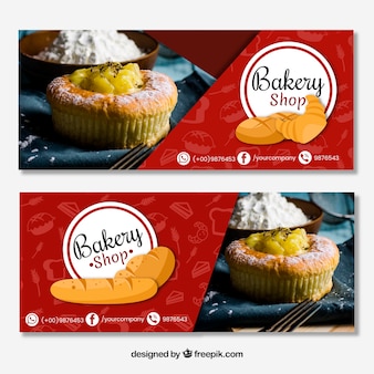 Bakery banners in flat style