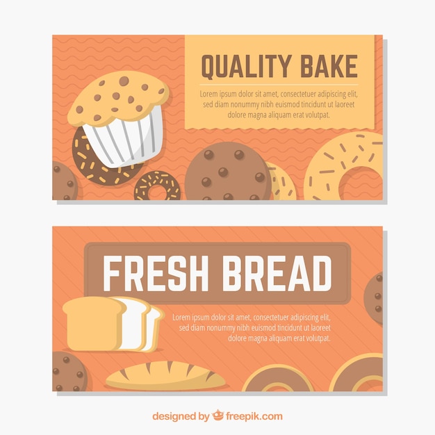 Free vector bakery banners in flat style