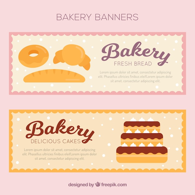 Free vector bakery banners in flat style