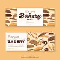 Free vector bakery banners in flat style