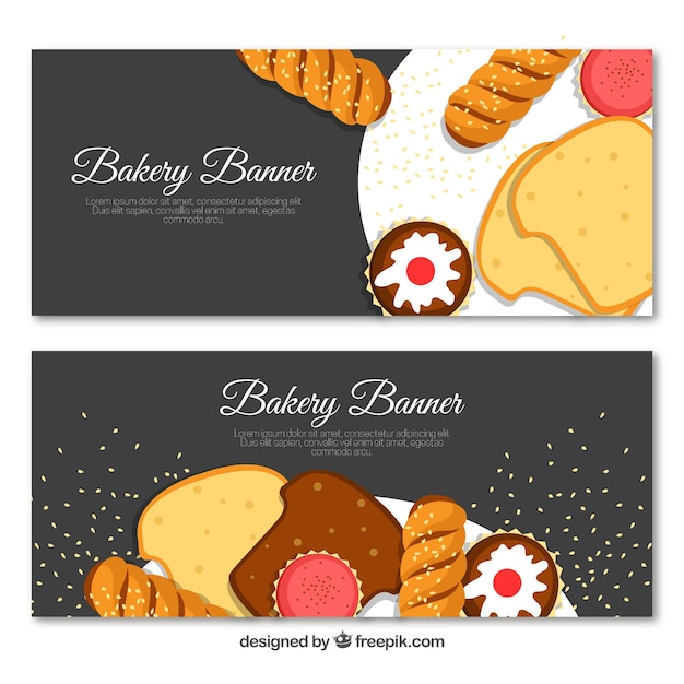 Free vector bakery banners in flat style