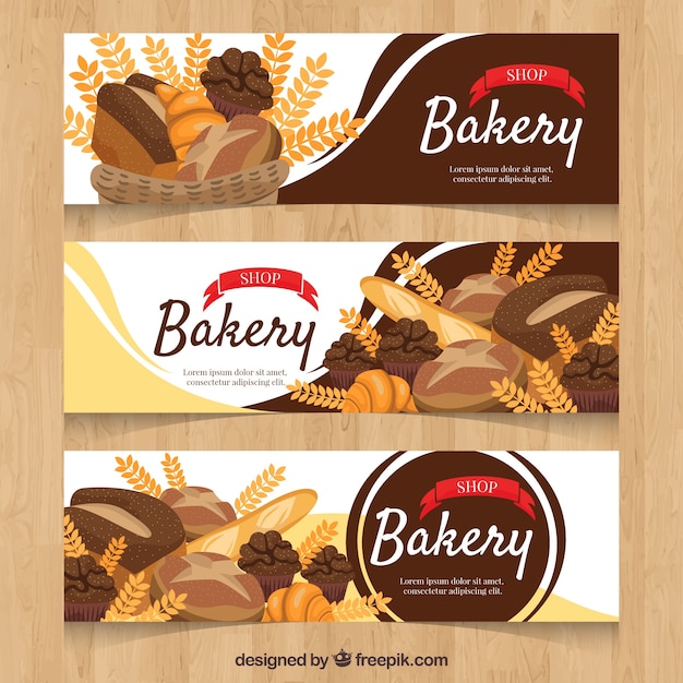 Bakery banners in flat style