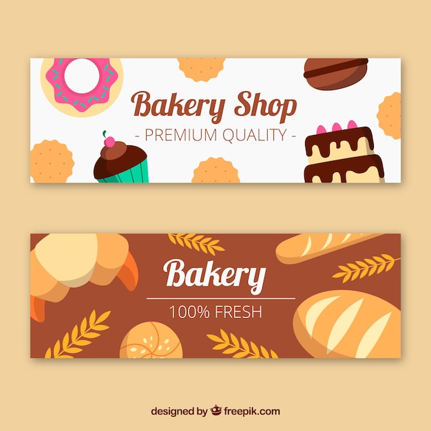 Bakery banners in flat style