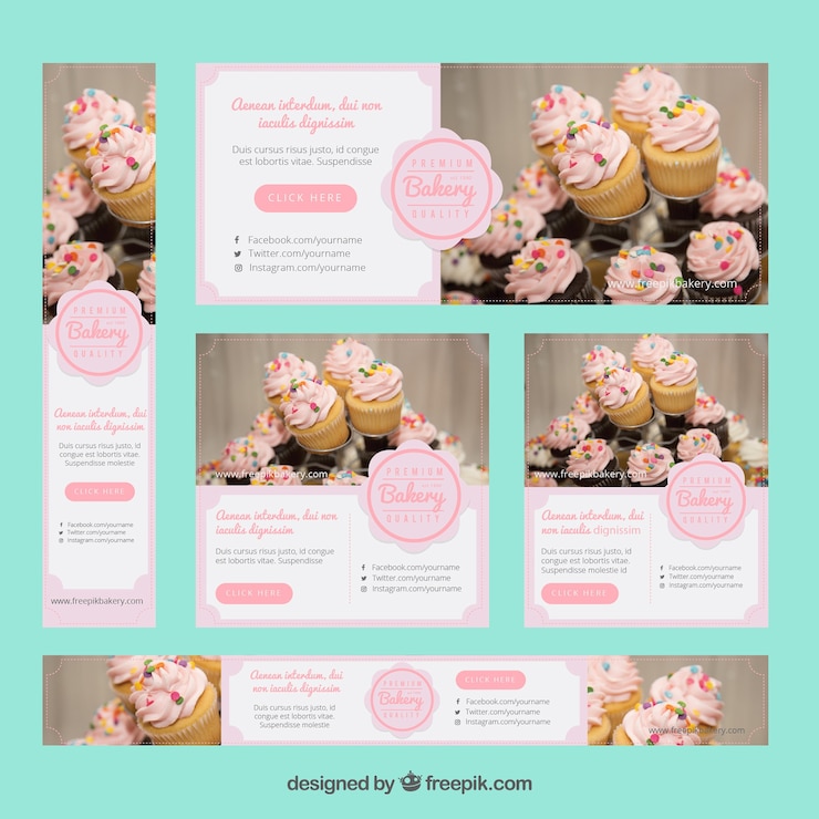 Free Vector bakery banners in flat style