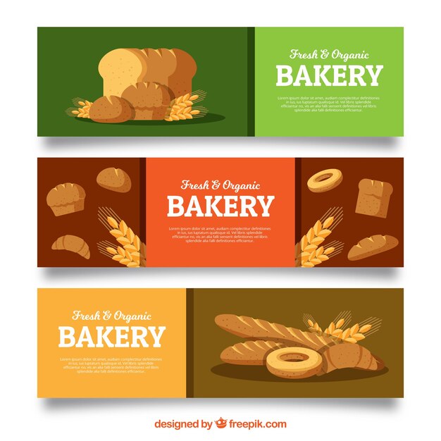 Free vector bakery banners in flat style