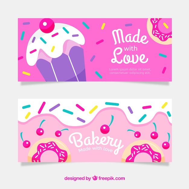 Free vector bakery banners in flat style