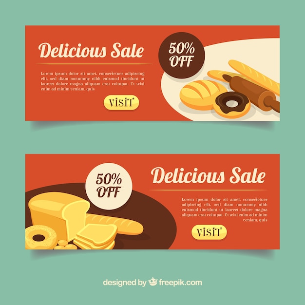 Free vector bakery banners in flat style