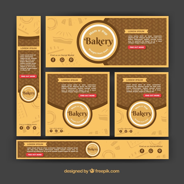 Bakery banners in flat style