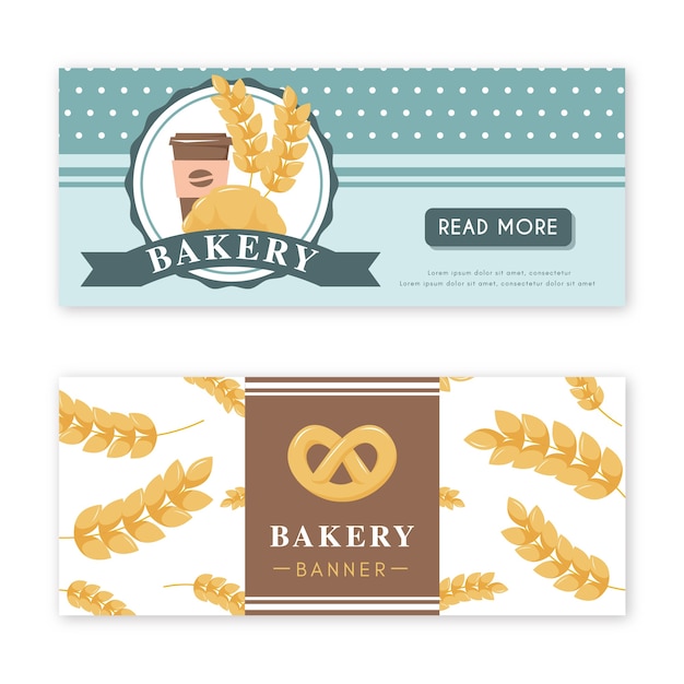 Бесплатное векторное изображение Пекарские знамена в плоском стиле
