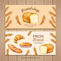 Free vector bakery banners in watercolor style