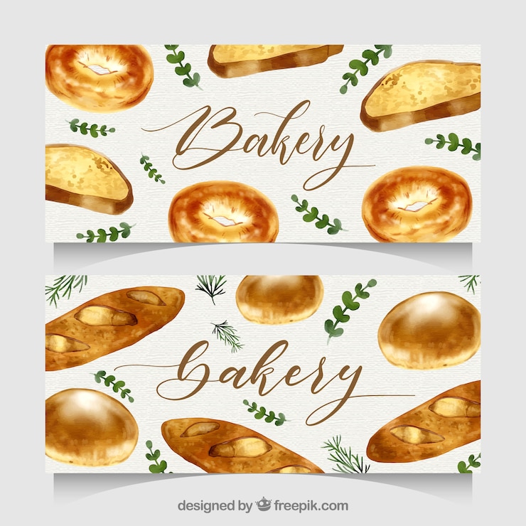 Free Vector bakery banners in watercolor style
