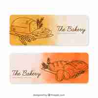 Free vector bakery banners in watercolor style