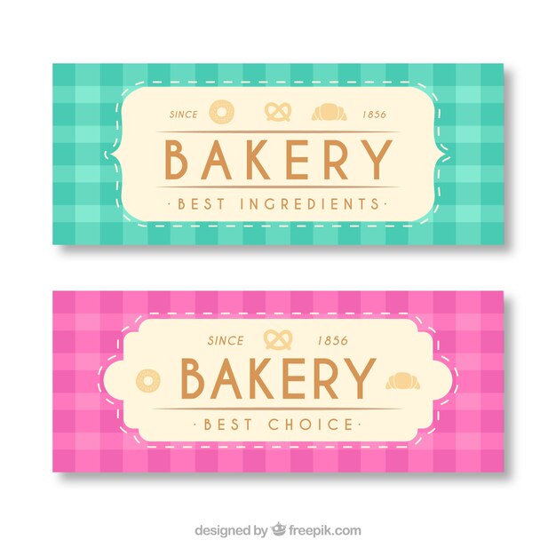 Bakery banners with sweets and bread