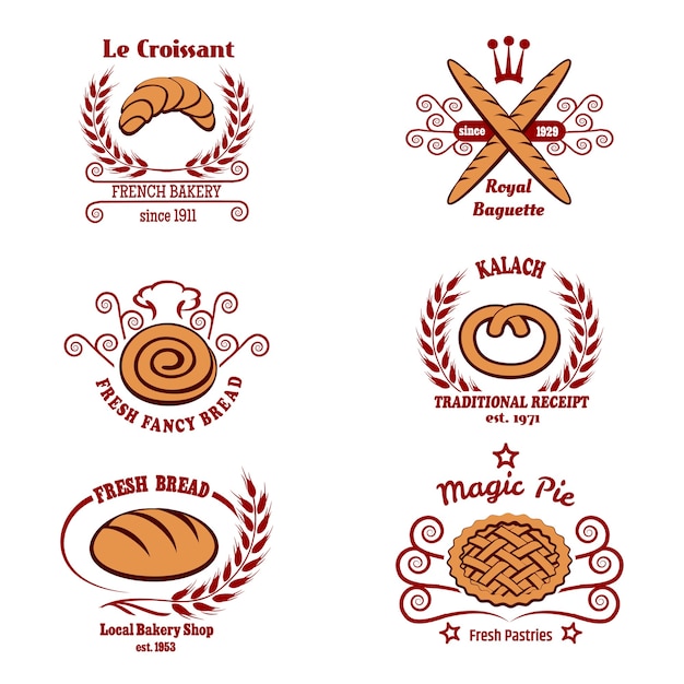 Free vector bakery bread logo set.