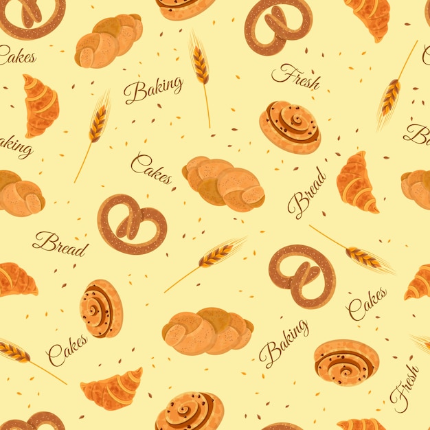 Bakery Bread Seamless Decorative Pattern  