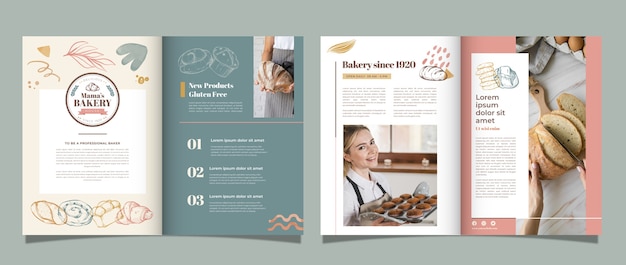 Vettore gratuito modello di brochure bakery