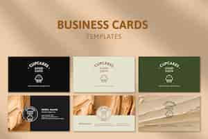 Free vector bakery business card template vector set with frosting texture