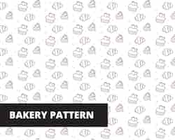 Free vector bakery cake strawberry hand drawn doodle seamless pattern