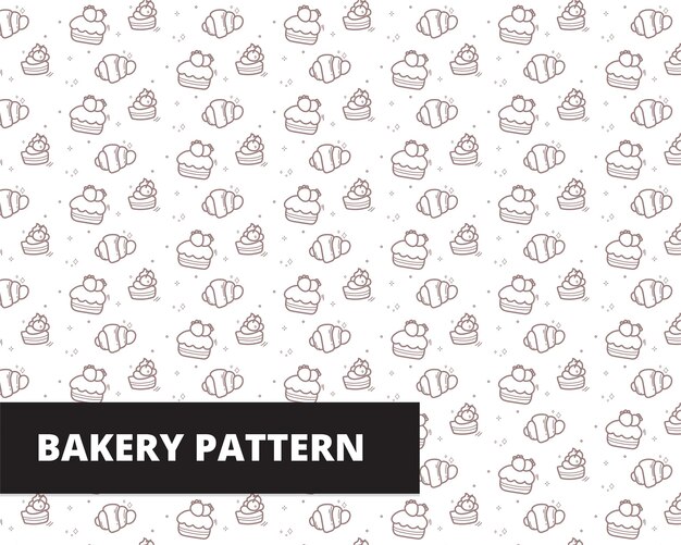 Bakery cake strawberry hand drawn doodle seamless pattern