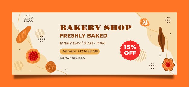 Bakery facebook cover design template