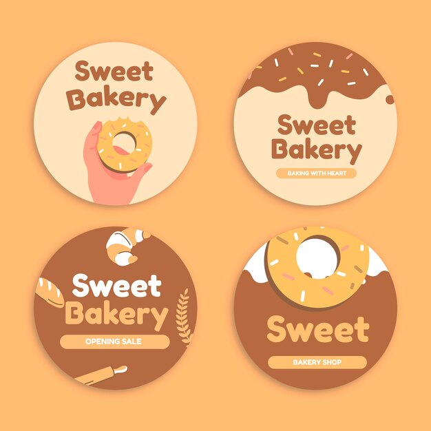 Bakery flat minimal labels and badges