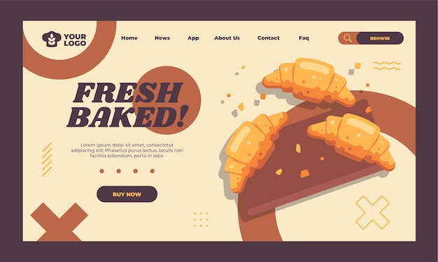 Free vector bakery flat minimal landing page template