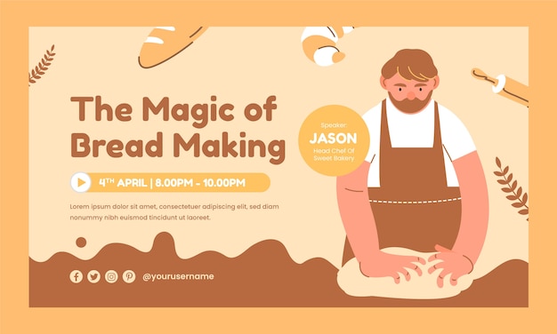 Free vector bakery flat minimal webinar