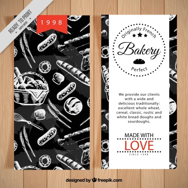 Free Vector bakery flyer with drawings