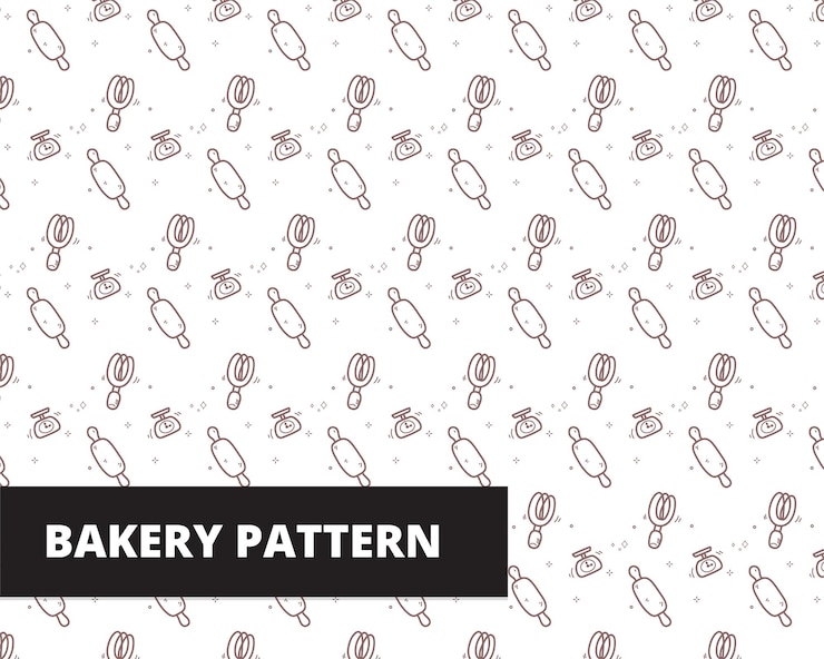 Free Vector bakery food element hand drawn doodle seamless pattern