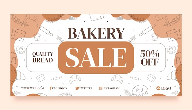 Bakery hand drawn flat banner