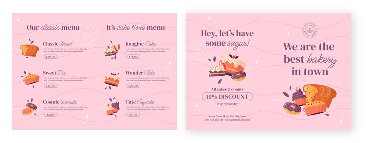 Free Vector bakery hand drawn flat brochure