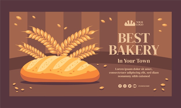 Free vector bakery hand drawn flat facebook ad