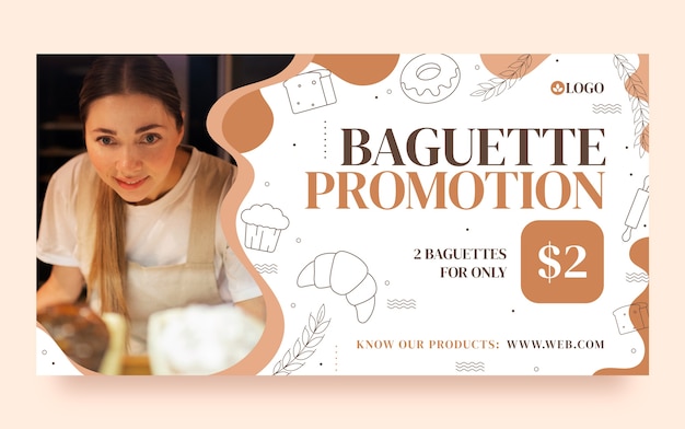 Free vector bakery hand drawn flat facebook ad