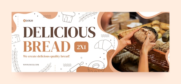 Bakery hand drawn flat facebook cover