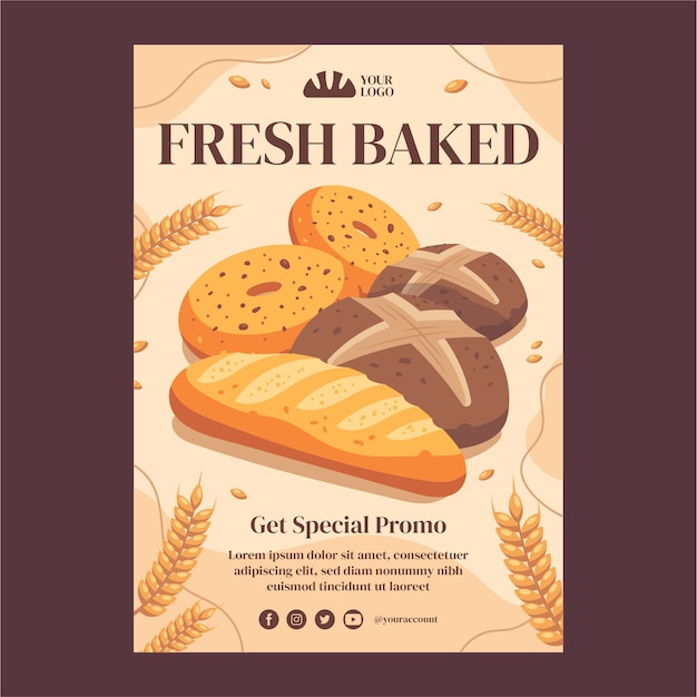 Bakery hand drawn flat poster template