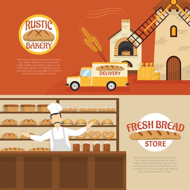 Free vector bakery horizontal banners