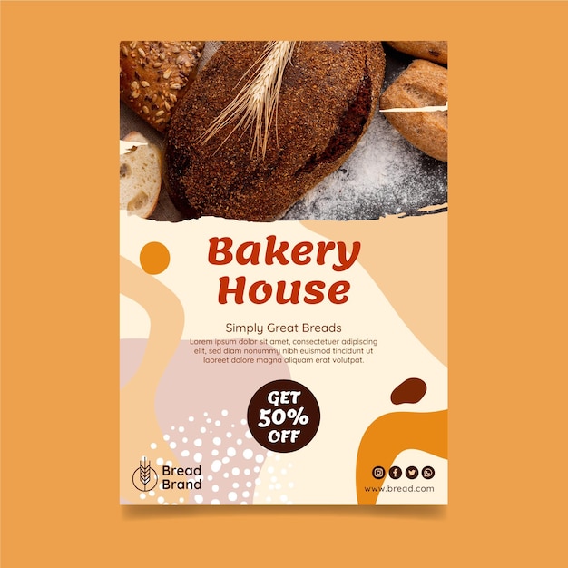 Free vector bakery house vertical flyer template