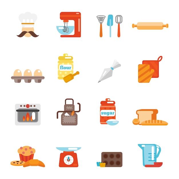 Free vector bakery icon flat