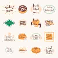 Free vector bakery labels set with logos and emblems in retro style