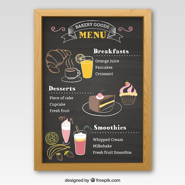 Bakery menu blackboard