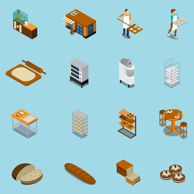 Bakery Production Icons Collection