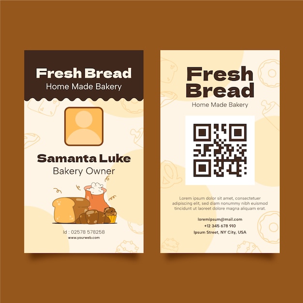 Free vector bakery products id card template