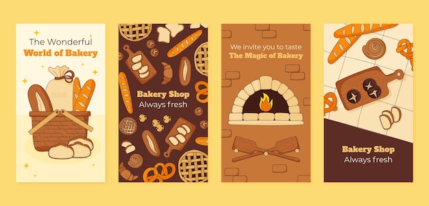 Free vector bakery products instagram stories template