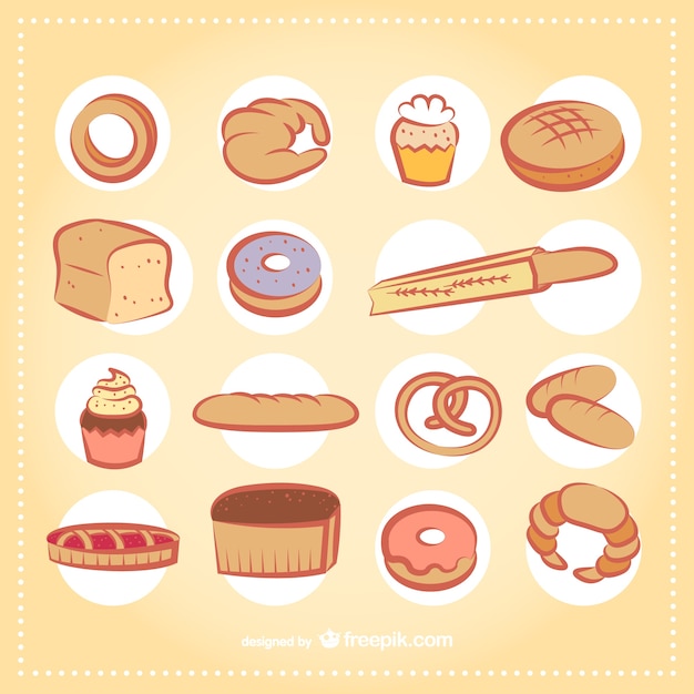 Free vector bakery products pack