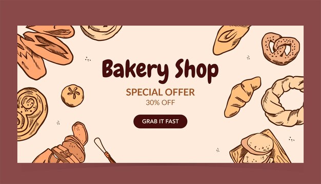 Bakery products sale banner template