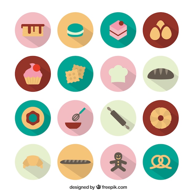 Free vector bakery round icons