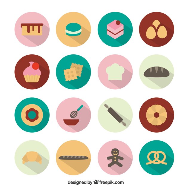 Bakery round icons 