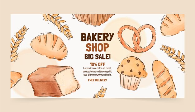 Bakery sale banner design template