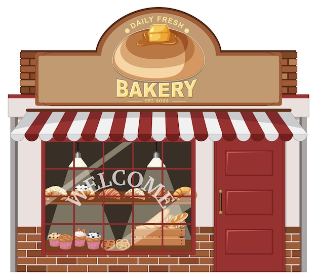 Free vector bakery shop building facade
