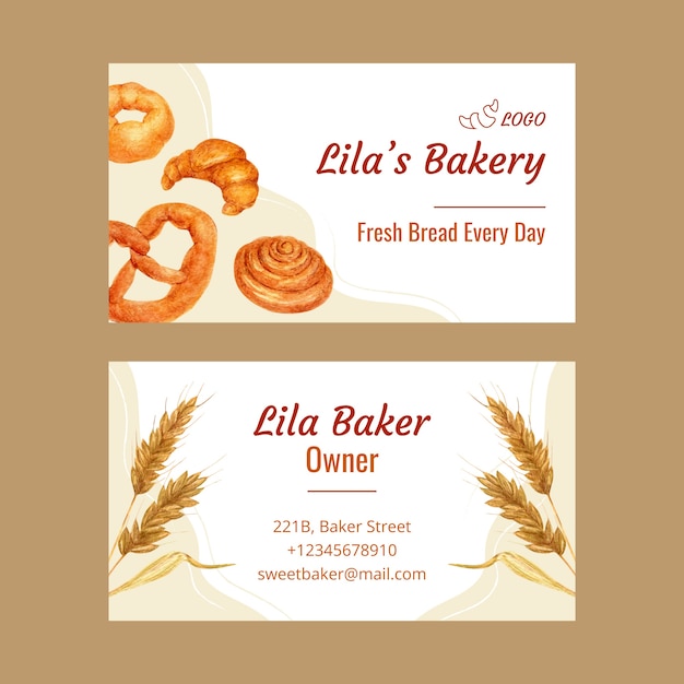 Free vector bakery shop business cards template